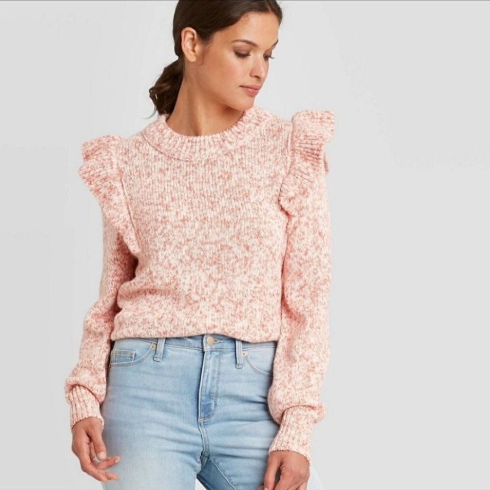 Universal Thread Marled Knit Ruffle Shoulder Sweater Size XS - Picture 8 of 8